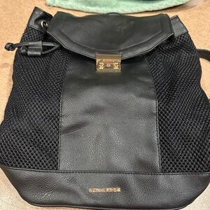 Black Leather and Mesh Backpack - rampage - like new